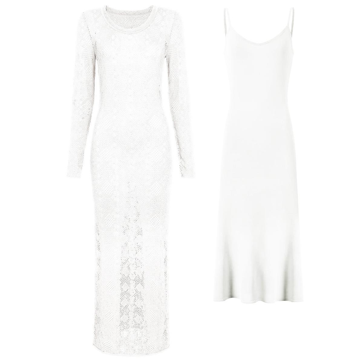 In stock, Nanyou high-quality autumn new fashion knit slimming lace dress + camisole 25231 S
