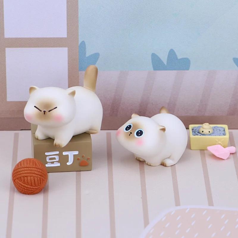 Kawaii Azuki Blind Box Bean Curd Small Siam Daily Fashion Play Cute Mystery Box Hand Action Doll Cat Ornaments Children Gift