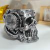 Resin Skull Planter Steampunk Machinism Human Skull Plant Pot Gothic Flower Vase with Drainage Hole for Home Office Decor