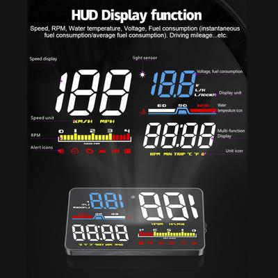 Auto Head Up Display Digitální Bezpečnostní Alarm Projektor na Čelní Sklo D5000 Diagnostický Nástroj OBD2 Rychloměr HUD Displej