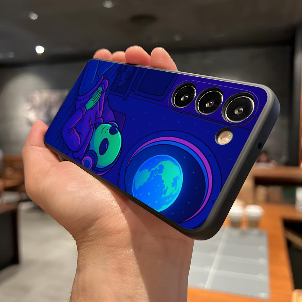 Funny Space UFO Alien Thing Phone Case For Samsung A56 A36 A26 A16 A15 A25 A35 A55 A14 A34 A24 A54 Black Soft Shell