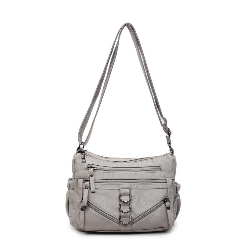 Women's Crossbody Bag Vintage Soft Leather Mother Bag Commuter Multi-Pocket Shoulder Bag