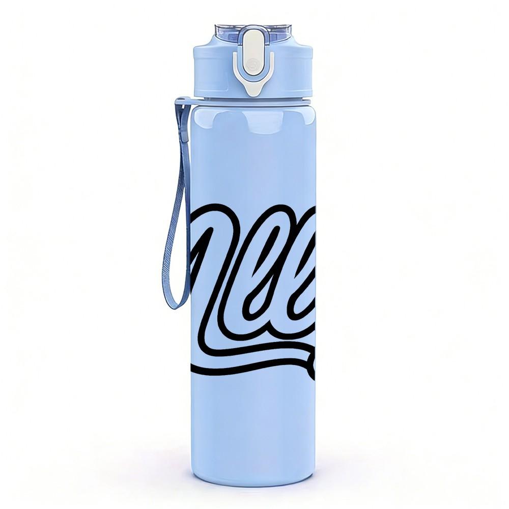 1PC Ally Rainbow Letter Art 750ml Color Plastic Sports Water Bottle Leakproof Flip Straw Lid Suitable for Sports Office Home Use