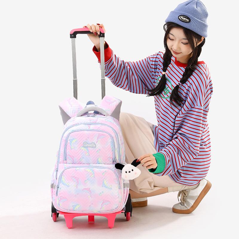 Zaino Scolastico per Bambini con Ruote Borse per Studenti per Ragazze Borsa Trolley Cartella Carina Zaino con Ruote Bambina Ragazze