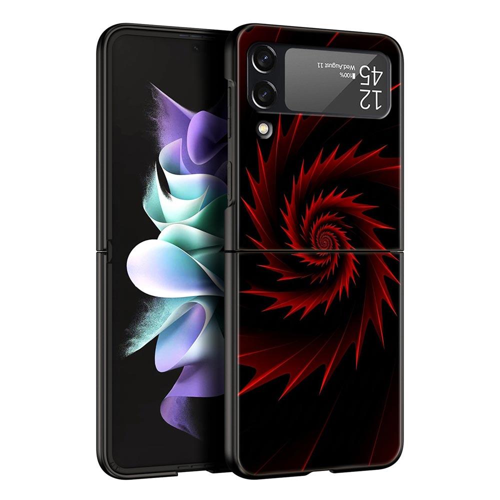 Black Red Ripple Art Hard PC Phone Case For Samsung Galaxy Z Flip 7 6 5 4 Black Cover For Galaxy Z Flip 3 Foldable Fundas Shell