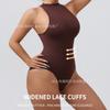 Round-neck, sleeveless, outerwear-friendly, button-down, form-fitting bodysuit with a tummy-tucking design and a thong-style shapewear