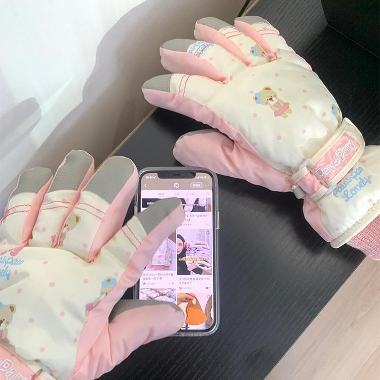 2026 Gloves Skiing Waterproof and Warm, Piled and Thickened Cycling Windproof and Cold-proof, Cute Fingers for Men and Women