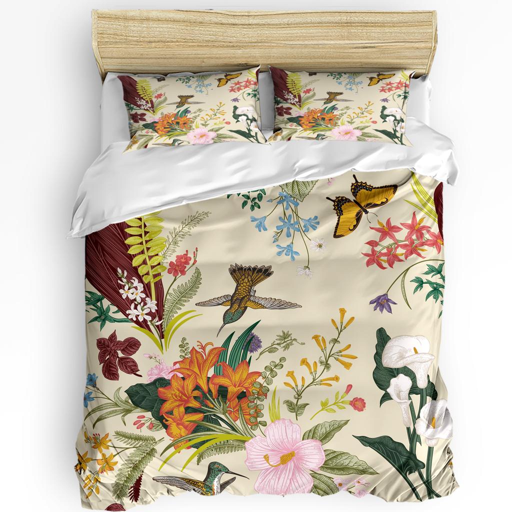 Animal Bird Flowers Leaves Branch Plant 3pcs Bedding Set For Bedroom Double Bed Home Textile Duvet Cover Quilt Cover Pillowcase