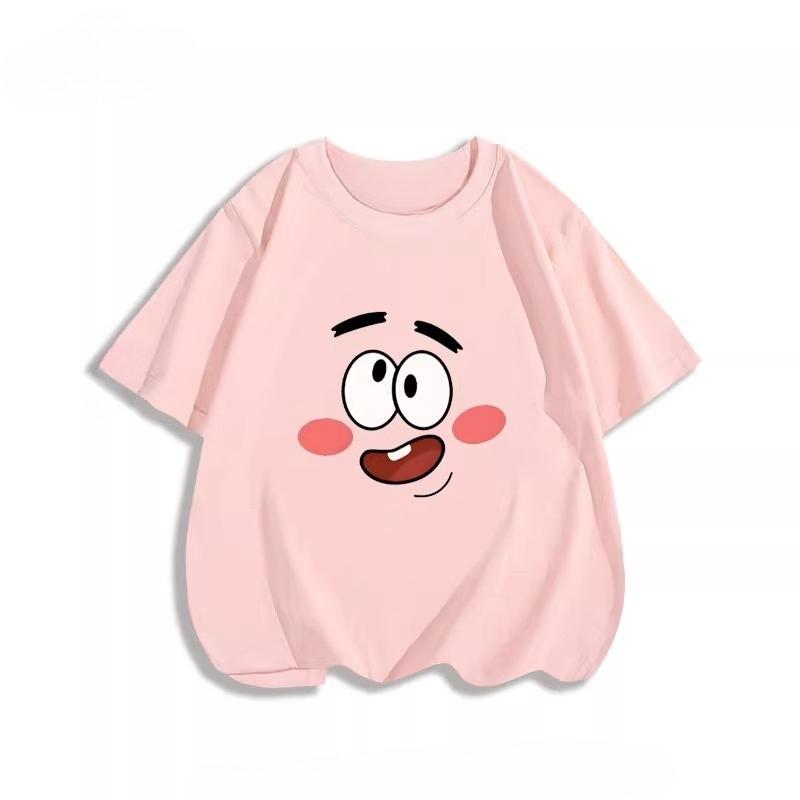 Potdemiel Summer SpongeBob SquarePants Pure Polyester Children's T-Shirt, Comfortable and Breathable, Suitable for Boys and Girls.