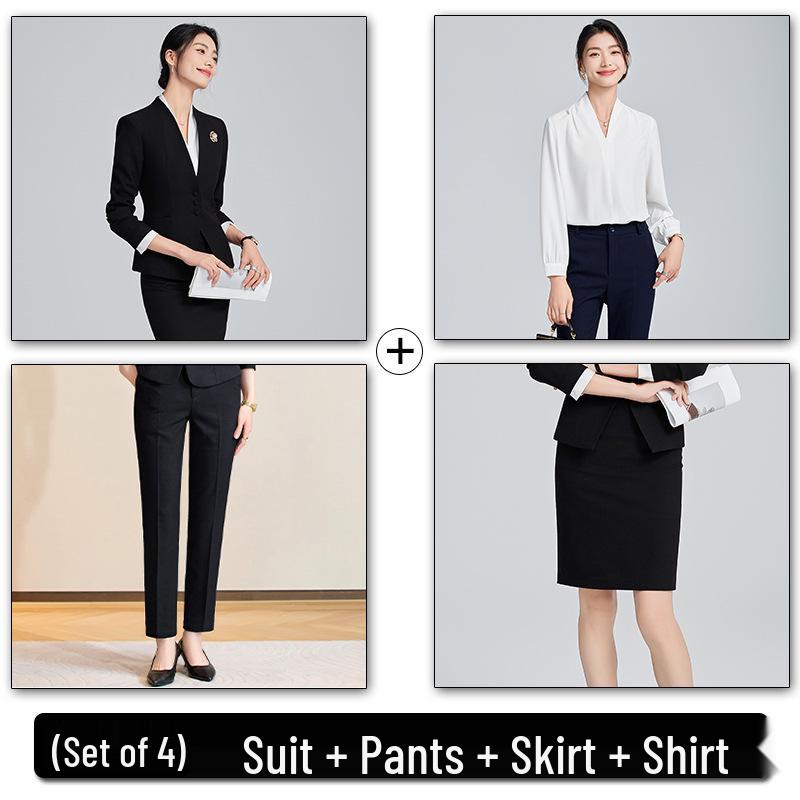 Women's Collarless Suit Jacket - 2024 Spring/Autumn High-End Salon and Hotel Reception Professional Workwear Set
