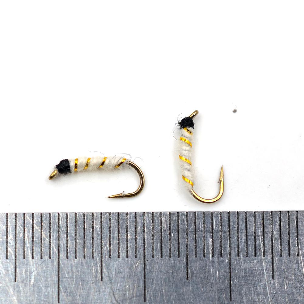 MNFT 10PCS Fishing Nymph Lure 14# White Zebra Pupa Wet Flies Lures Fly Fishing Baits