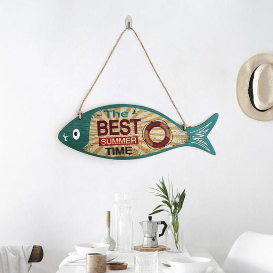 Unique Summer Hanging Sign Stylish Mediterranean Style Decorative Wall-mounted  Plate Ornament