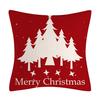 Red Series Snowflake Reindeer Pattern Throw Pillow Cover with Short Plush Print for Living Room Sofa Decoration Cushion Cover