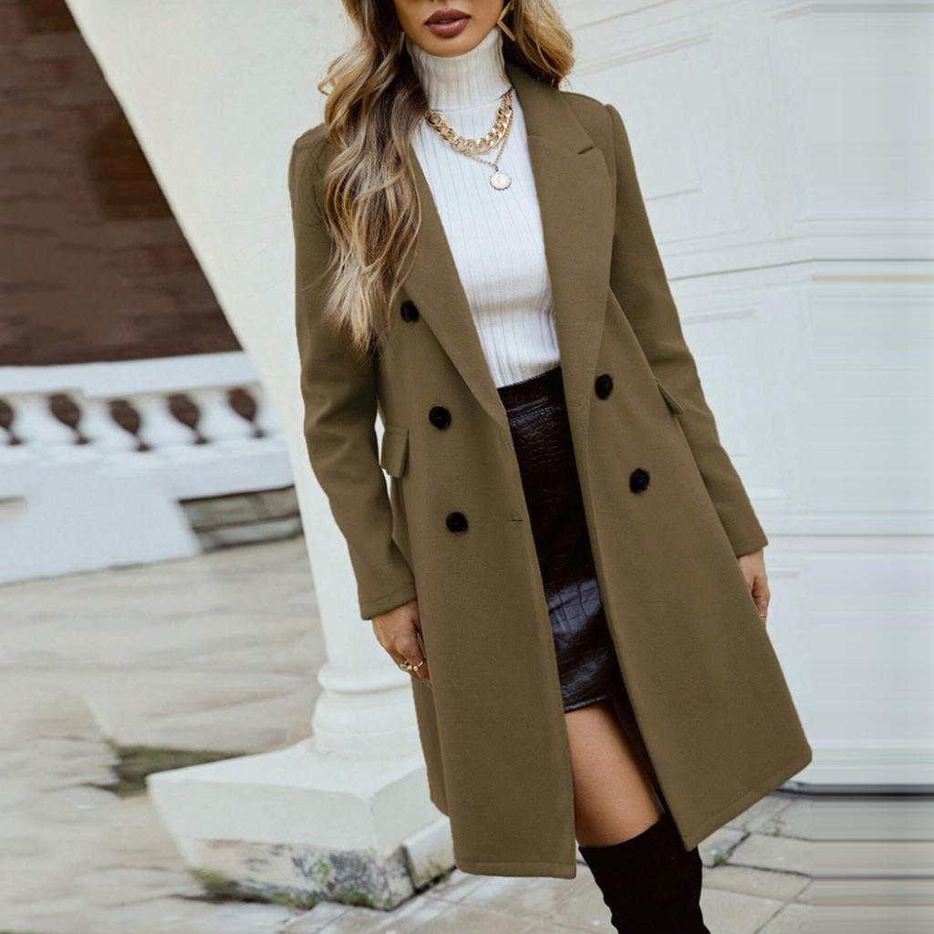 Veste de mode pour femmes Cardigan à manches longues de couleur unie décontracté Manteau long