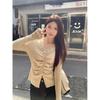 Women's V-Neck French Lace Patchwork Pleated Sweater for Autumn/Winter