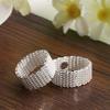 Women Wide Net Woven Mesh Style Finger Ring Silver Plated Jewelry Charms Gift