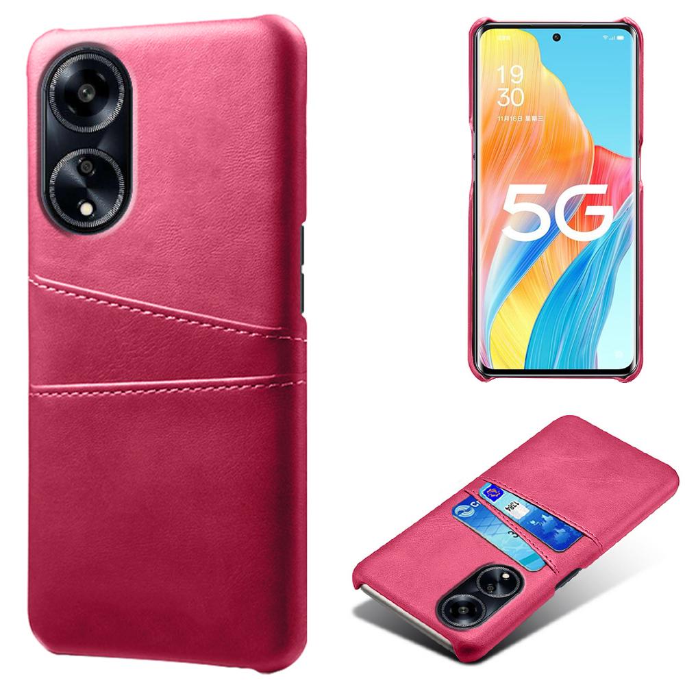 

For Oppo A1 5G/A98 5G/F23 5G Dual Card Slots Phone Cover PU Leather Coated PC Protective Case Rose