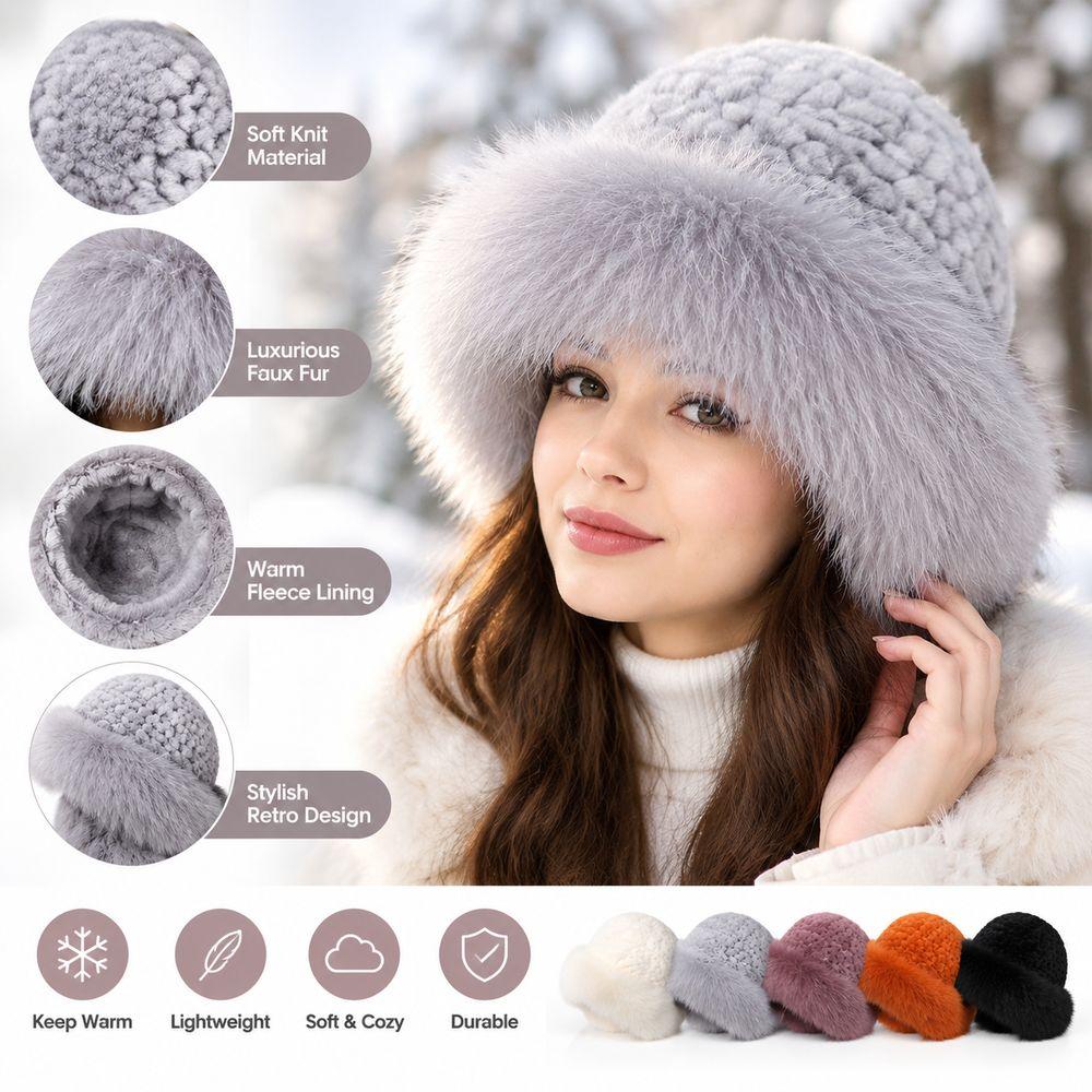 Fluffy Plush Fluffy Fur Bucket Hat Thick Warm Plush Fisherman Hat Plush Bucket Hat Daily Wear