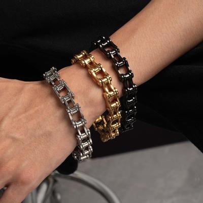 High Polished Biker Link Chain Bracelet Stainless Steel Wrist Chain for Men Gentleman Accessory