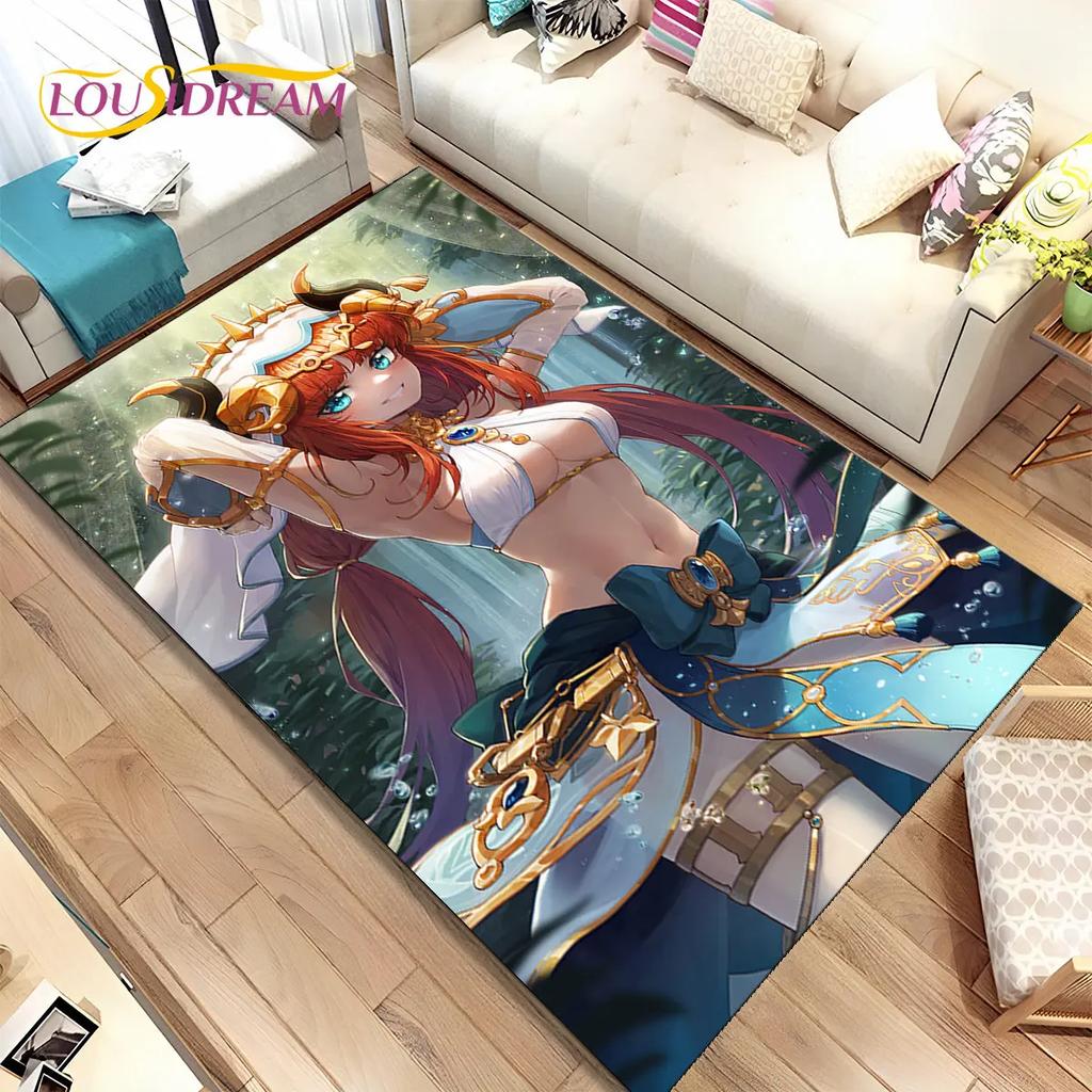 Alfombra de área de juego de dibujos animados de Genshin Impact, Alfombra para el hogar, sala de estar, dormitorio, sofá, felpudo, decoración de cocina, alfombra de piso antideslizante para niños