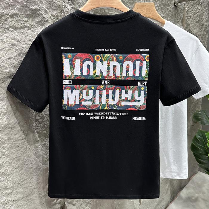 

Short-sleeved T-shirt Men s Loose Printed Thin T-shirt Summer Five-quarter Sleeve Sweatshirt T-shirt 5XL