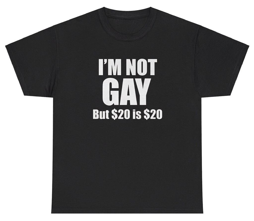 Im Not Gay But 20$ Is 20$ T Shirt Funny Ironic Hustler Weirdcore Gift Tee