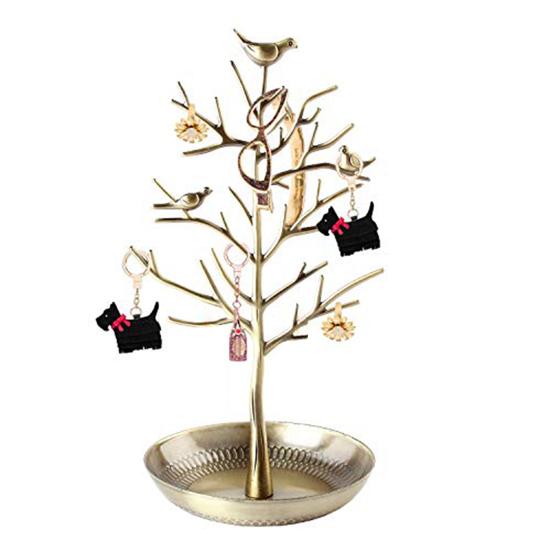 Vintage Bird Tree Jewelry Holder Trinkets Keys Earring Necklace Ring Bracelet Jewelry Accessories Display Organizer Stand Metal Storage Rack