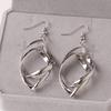 Fashion Gold Silver Double Loop Drop Earrings For Women Long Wave Dangle Earrings High Quality Statement Wedding Jewelry