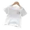 Ice Silk Embroidered Ruffle Sleeve Kids' T-Shirt - Cute Summer Top for Little Girls