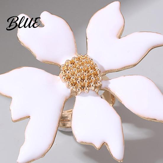 Long-lasting Ring Finger Exaggerated Enamel Big Flower Design Stunning Alloy