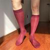 Robe rayée Chaussettes en soie glacée Chaussettes ultra-fines sous le genou Chaussettes d'affaires simples pour hommes Vêtements décontractés