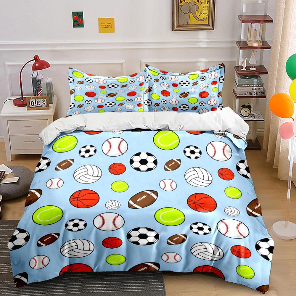 Sports Ball Pattern Set Multiple Sizes Kid'S And Adults' Bedroom Exquisite 3Pc Bedding Set, Gift