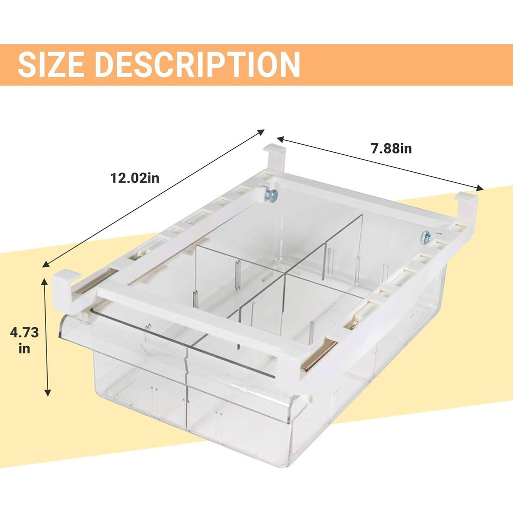 Undershelf Fridge Organizer,Extra-Deep Pull-Out Drawer for Cheese,Meat,and Produce,Ideal for Refrigerators Under 0.6",Send Goods from Local Warehouse