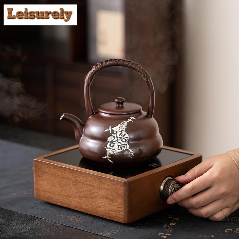 Ancient Persimmon Red Glazed Alcohol Stove For Tea Cooking Outdoor Camping Fire Roast Furnace Boiling Water Kettle Kungfu Teaset