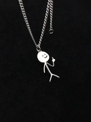 Personalized Cartoon  Stickman Cute Men And Women Couple Cute Trendy Stainless Steel Necklace