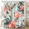 Vibrant Pink Flamingo Shower Curtain with Tropical Leaves Decorate Your Bathroom in Style