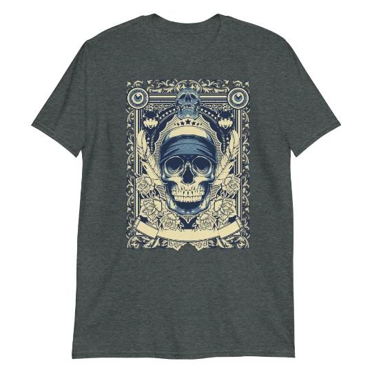 Gothic Skull Unisex T-Shirt Heavy Metal Rock Punk Skull Biker XXL