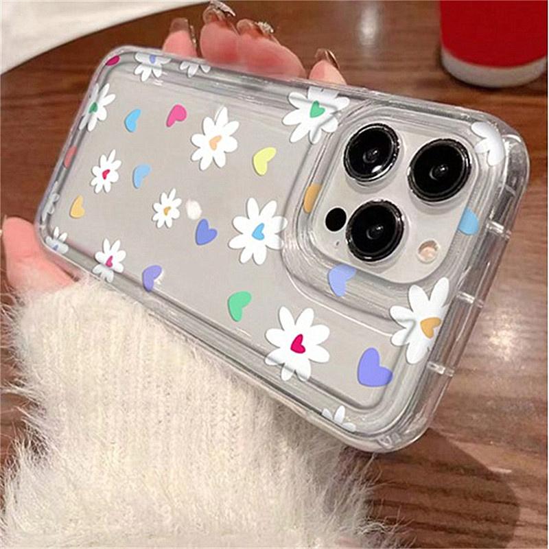 Ins Cute Cartoon Flowers Print Clear Case For Samsung A54 5g Case S24 Ultra A32 A52 A34 5g A53 A23 A55 S23 S22 S20 S21 FE Cover