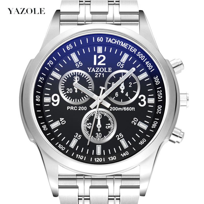 Top Brand New Steel Band Male Student Luminous Business Blue Light Waterproof Men's Watch Men's Wrist Watch