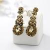 1 para Retro błyszczące dżetów inkrustowane kolczyki wiszące musujące żyrandol ślubne dla nowożeńców długie zwisające kolczyki biżuteria prezent
