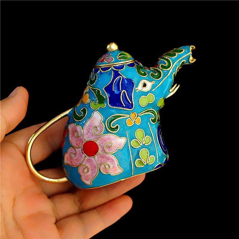 Vintage Cloisonné kleiner Topf Seltenes Antikes Kupfer Emaille Kunstwerk Heimdekoration