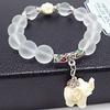Women Vintage Frosted Bead Bracelet Cute Elephant Pendant Korean Style Bangle