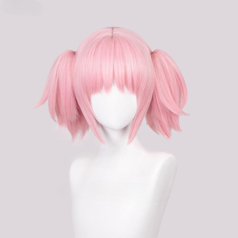 Anime Madoka Kaname Cosplay Synthetik-Perücke Hohe Qualität Rosa Kurze Clip-Pferdeschwänze Hitzebeständiges Haar Party Anime Cosplay-Perücken