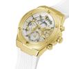 Women's Fashion Three-Eye Multi-Function Skeleton Gold Dial Silicone Strap Quartz Watch -GW0409L2