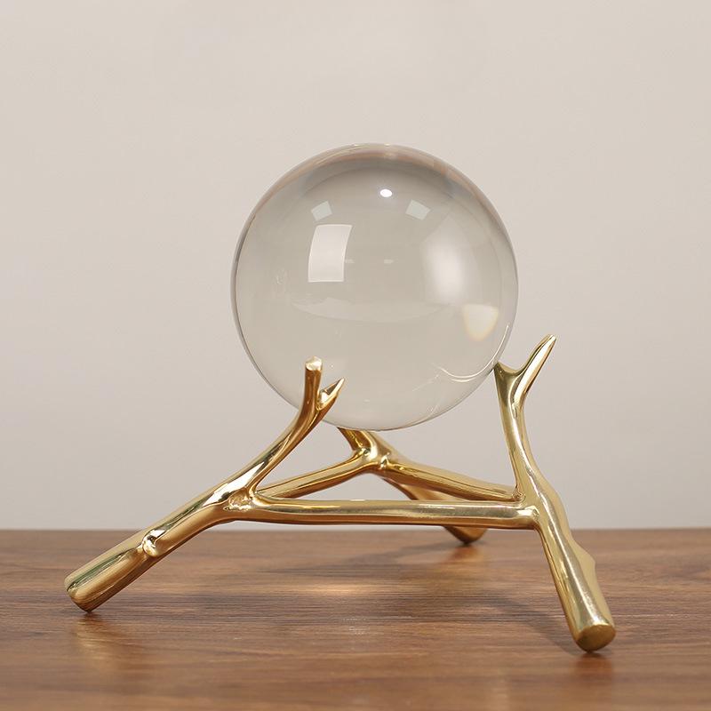 American Style Brass Crystal Ball Ornaments Pure Copper Branch TV Cabinet Wine Cabinet Porch Bookshelves Model Fine Room Decoration Decoration