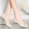 Scarpe Professionali Casual da Donna con Tacco Basso, Nuovo Stile Primavera e Autunno, Punta Tonda, Tacco Grosso, Scarpe in Pelle, Scollatura Bassa, Scarpe Piatte