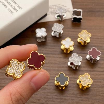 Brincos da Moda Flor da Sorte para Frente e para Trás Moda Francesa Alta Moda Brincos Trevo de Quatro Folhas
