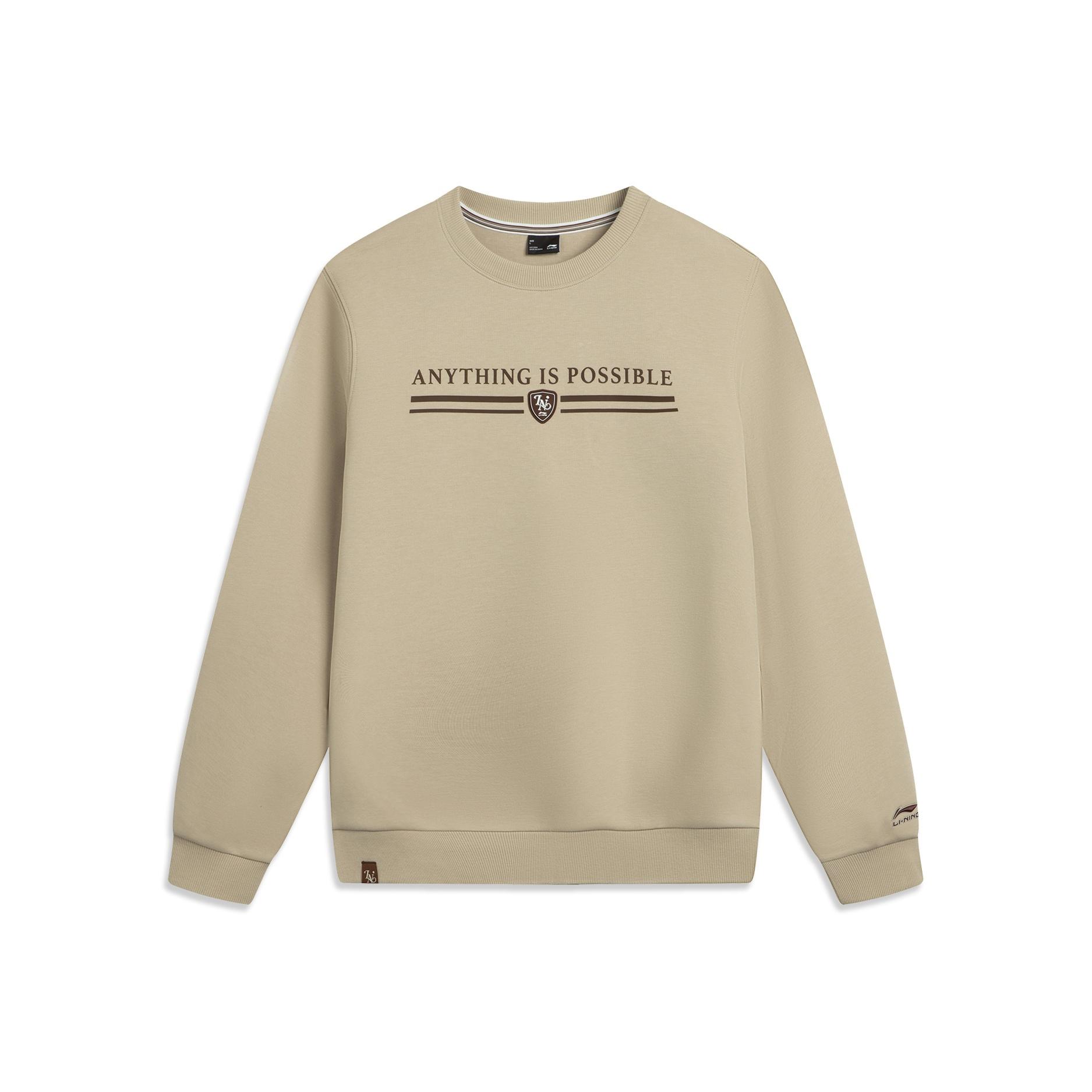 

Li Ning Спортивная серия Тренд Толстовка с круглым вырезом и вышитой надписью Мужская толстовка AWDVA49-5