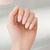24Pcs Women Nude Press on Nails, Natural Glossy Almond Stick-on Fake Nails, Full Cover Long Glue on False Nails
