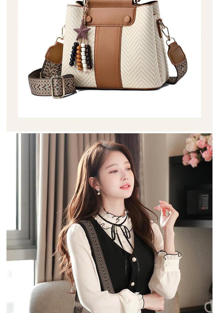 Women's Stylish Color Block Patchwork Shoulder Bag - 2026 Trendy Design, Large Capacity, Textured, Perfect for Commuting